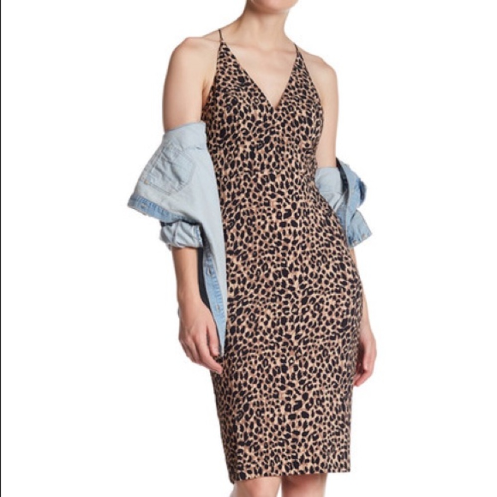 Topshop leopard midi tank v-neck dress size 4 NWT